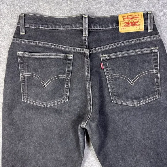 Vintage Levis Jeans Womens 12 Black 515 M Mis Boot Cut Low Rise Stretch Faded - Picture 10 of 11